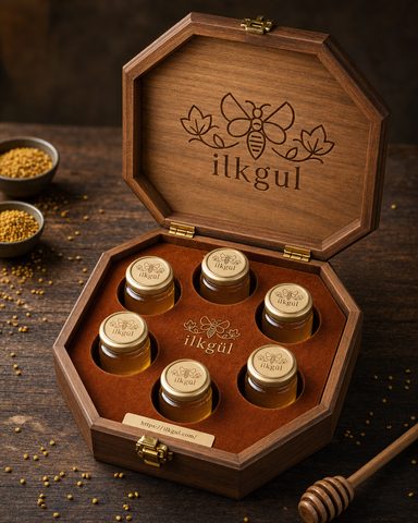 Octagonal Wooden Honey Gift Box Rustic Luxury